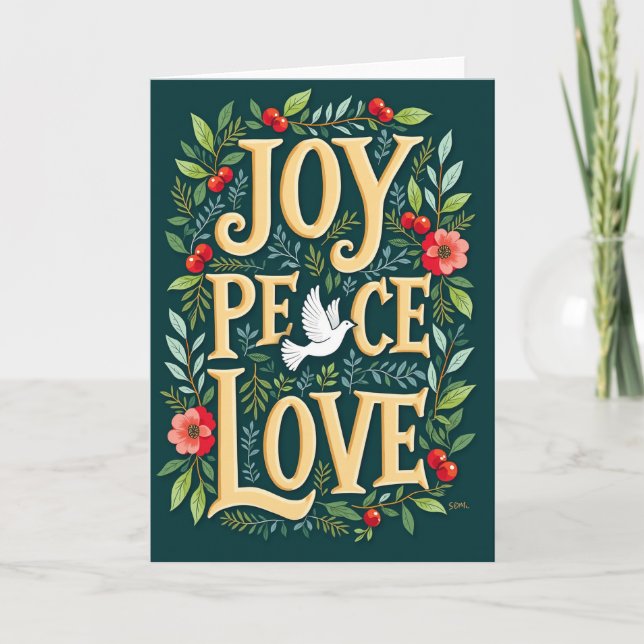 Carte Joy Peace Love Holiday Card (Devant)