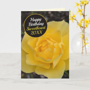 Carte Joyanniversaire Rose Jaune Rêveuse