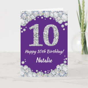 Carte Joyeuse 10e anniversaire Parties scintillant viole
