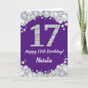 Carte Joyeuse 17e anniversaire Parties scintillant viole