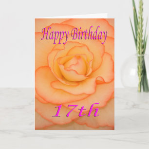 Carte Joyeuse 17ème Fleur d'anniversaire