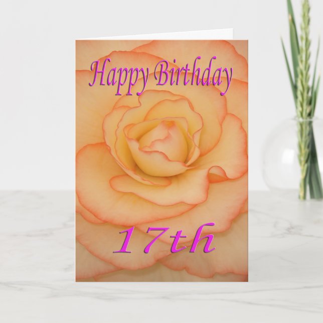 Carte Joyeuse 17ème Fleur d'anniversaire (Devant)
