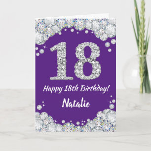 Carte Joyeuse 18e anniversaire Parties scintillant viole