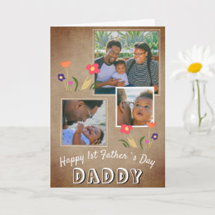 Carte Joyeuse 1ère Fête des Pères Papa Fleur 3 Photo