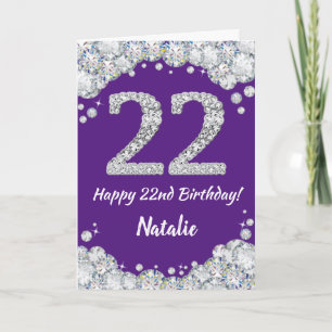 Carte Joyeuse 22e anniversaire Parties scintillant viole