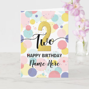 Carte Joyeuse 2e anniversaire Pastel Rainbow Gold Woman