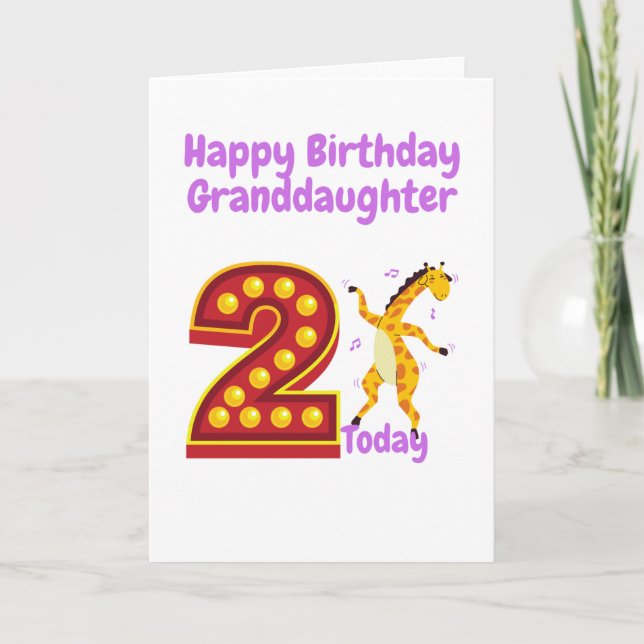 Carte Joyeuse 2e anniversaire petite-fille (Devant)