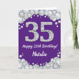 Carte Joyeuse 35e anniversaire Parties scintillant viole