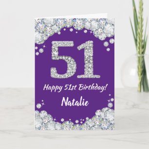 Carte Joyeuse 51e anniversaire Parties scintillant viole