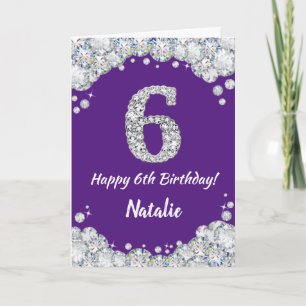 Carte Joyeuse 6e anniversaire Parties scintillant violet