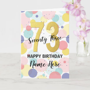 Carte Joyeuse 73e anniversaire Pastel Rainbow Gold Woman