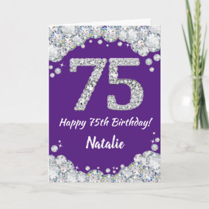 Carte Joyeuse 75e anniversaire Parties scintillant viole