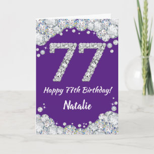 Carte Joyeuse 77e anniversaire Parties scintillant viole