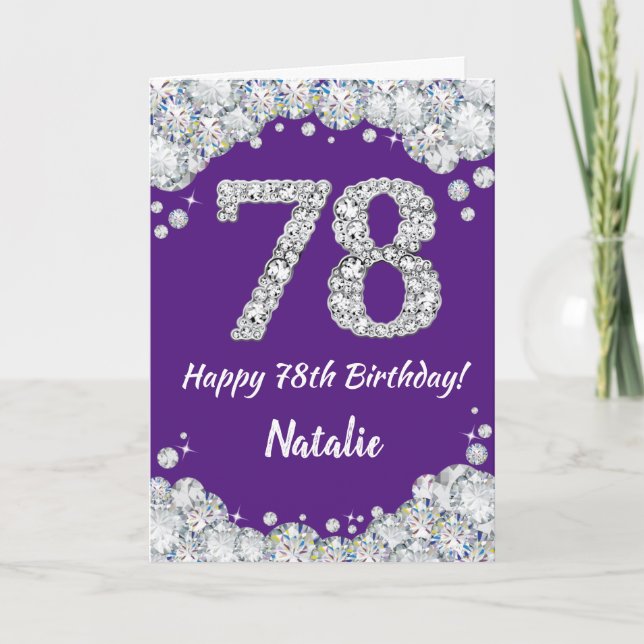 Carte Joyeuse 78e anniversaire Parties scintillant viole (Devant)