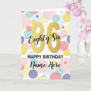 Carte Joyeuse 86e anniversaire Pastel Rainbow Gold Woman
