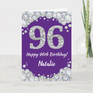 Carte Joyeuse 96e anniversaire Parties scintillant viole