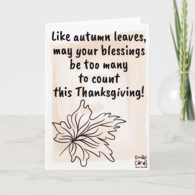 Carte Joyeuse Action de grâce Feuilles d'automne  (Devant)