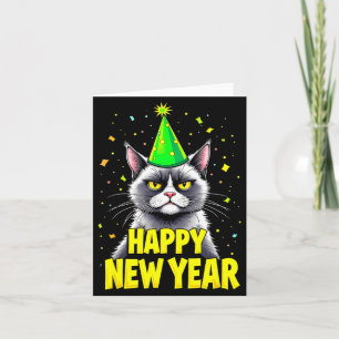 Carte Joyeuse Année 2025 Chapeau de fête drôle de la Sai