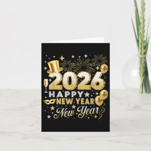 Carte Joyeuse Année 2026 Nouvel An Fête Ballon Famille M