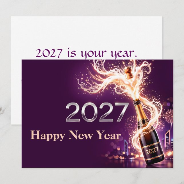 Carte Joyeuse année 2027 Célébration (Devant / Derrière)