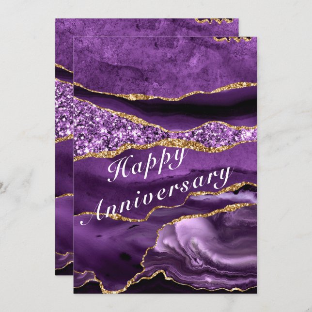Carte Joyeuse Anniversaire - Agate Violet Violet O (Devant / Derrière)