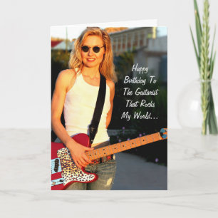 Carte Joyeuse Anniversaire Femme Guitariste Rocks