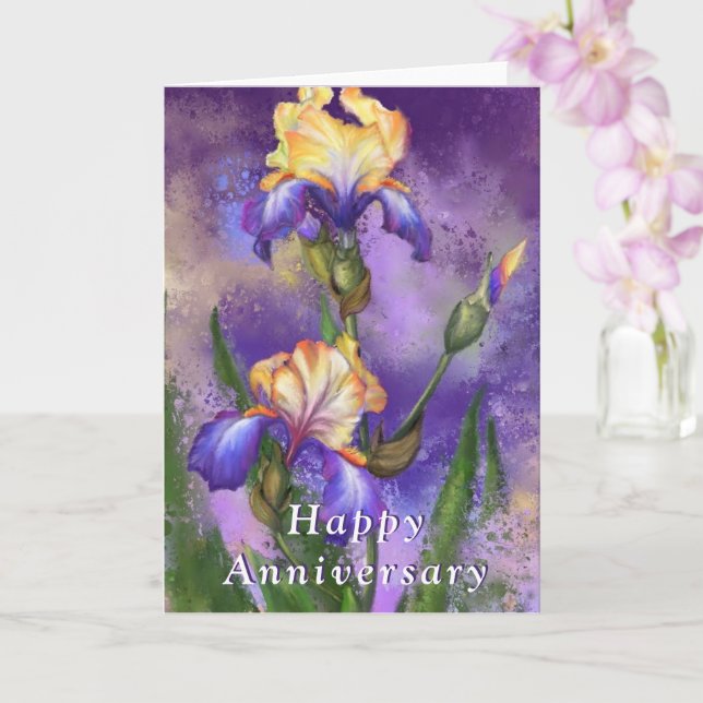 Carte Joyeuse Anniversaire Purple Iris Fleurs (Orchidée)
