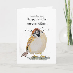 Carte Joyeuse Anniversaire Soeur Mignonne Oiseau Moineau
