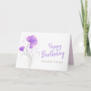 Carte Joyeuse aquarelle d'anniversaire fleur de pavot po