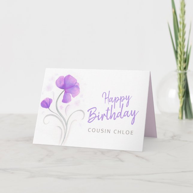 Carte Joyeuse aquarelle d'anniversaire fleur de pavot po (Devant)