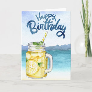 Carte Joyeuse aquarelle d'anniversaire Lemonade Beach