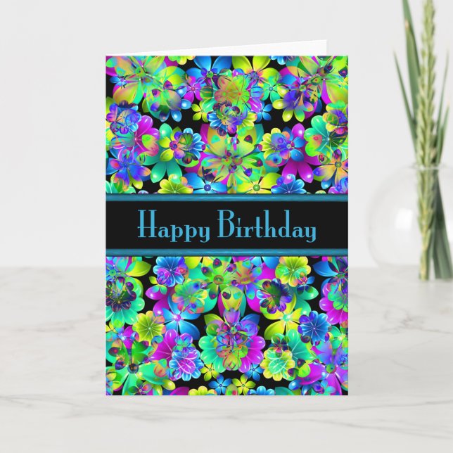 Carte Joyeuse Birthday Flowers (Devant)