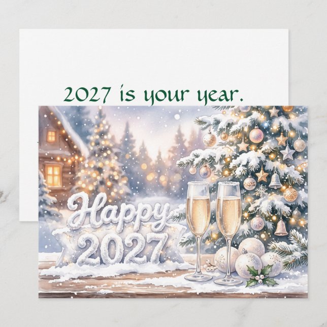 Carte Joyeuse célébration du Nouvel An 2027 (Devant / Derrière)