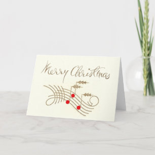 Carte Joyeuse Christmas Holly Music Card