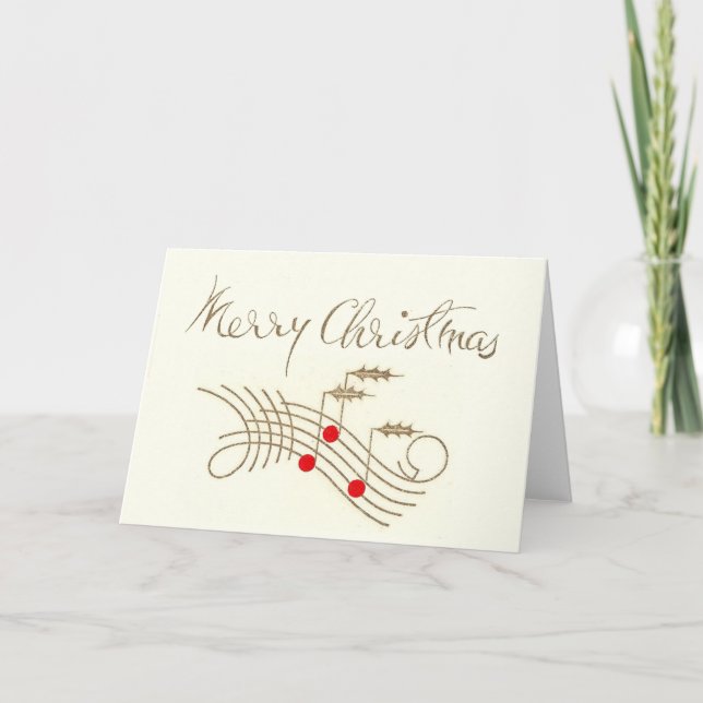 Carte Joyeuse Christmas Holly Music Card (Devant)