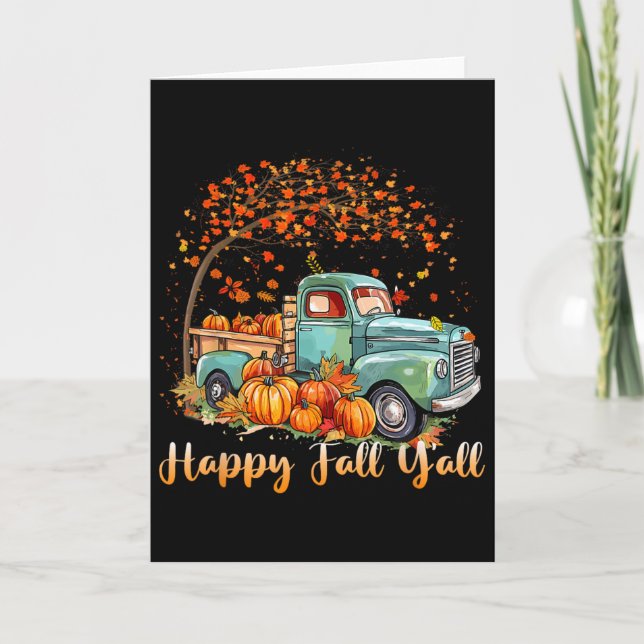 Carte Joyeuse Chute à Tous Camion de Citrouille d'Automn (Devant)