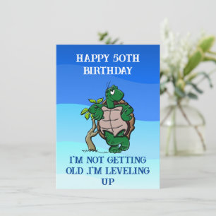 Carte Joyeuse citation drôle de 50e anniversaire, tortue