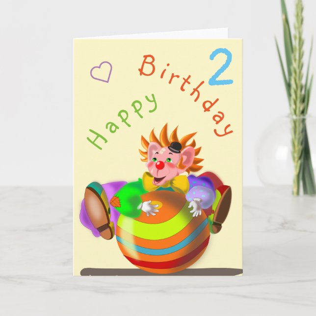 Carte Joyeuse Clown Anniversaire - Personnalisable (Devant)