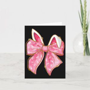 Carte Joyeuse coquette lapin de Pâques Bow Rabbit oreill