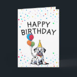 Carte Joyeuse Coupe Dalmatienne avec ballons Anniversair<br><div class="desc">Un Dalmatien portant un casquette d'anniversaire coloré,  idéal pour un design amusant et festif.</div>