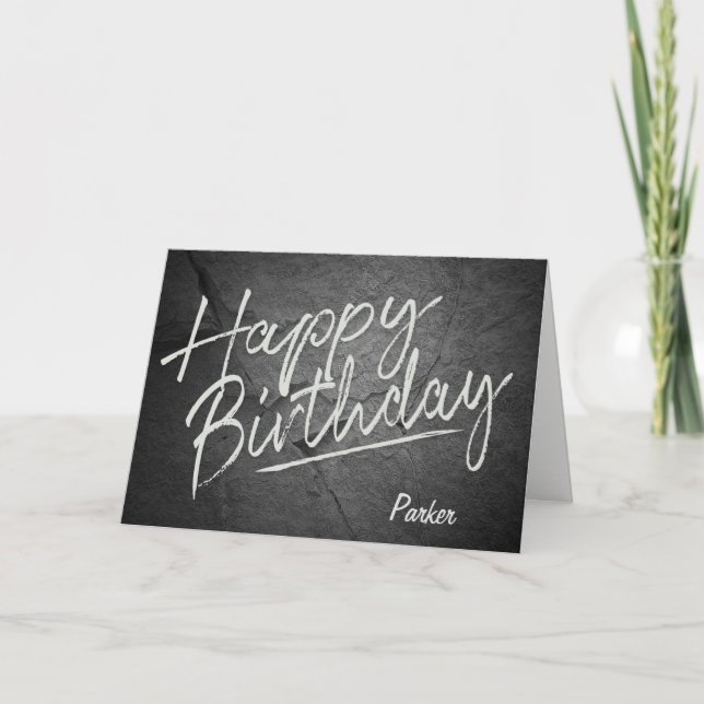 Carte Joyeuse coupe d'anniversaire sur pierre noire (Devant)