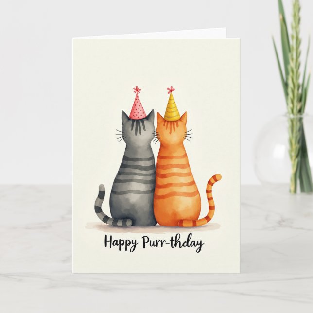 Carte Joyeuse de Chats Rayés (Devant)
