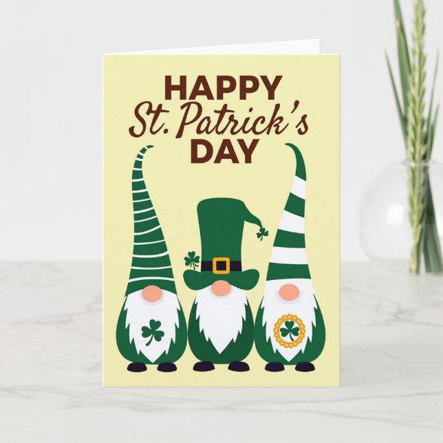 Carte Joyeuse de la Fête de Saint-Patrick Gnome (Devant)