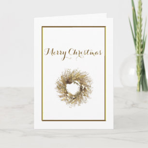 Carte Joyeuse de Noël Gold Wreath