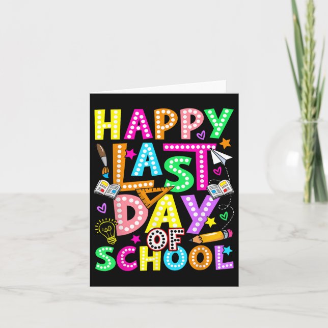 Carte Joyeuse Dernière Journée De L'École Super Enseigna (Devant)