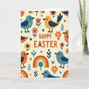 Carte joyeuse d'oiseau de fête printanière