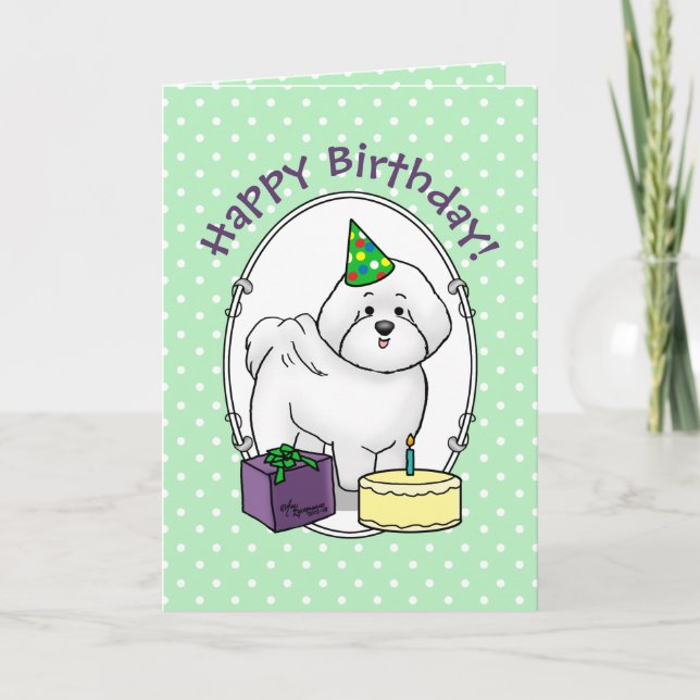 Carte Joyeuse fête d'anniversaire Bichon Frise Dog - mig (Devant)