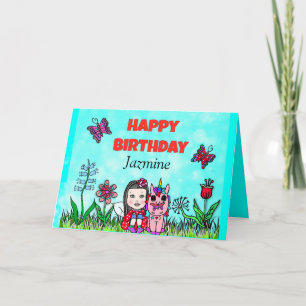 Carte Joyeuse fête d'anniversaire et Unicorn personnalis