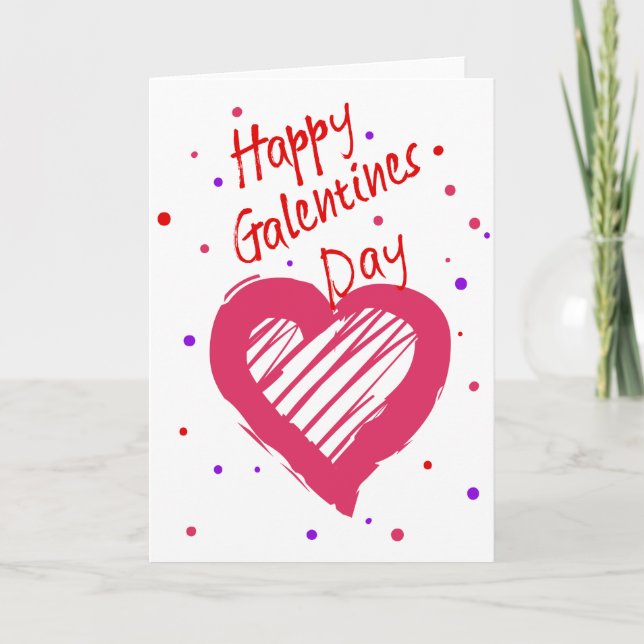 Carte Joyeuse fête de Galentines Saint-Valentin Cœur (Devant)