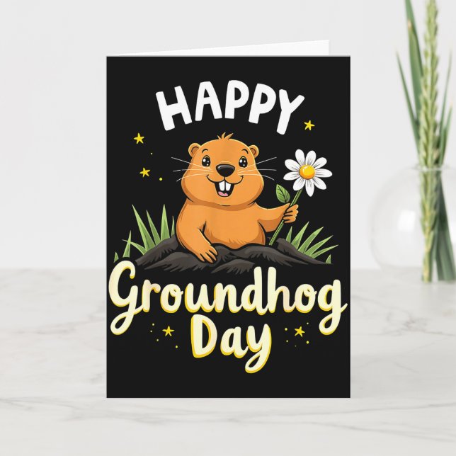 Carte Joyeuse fête de la marmotte avec fleur _1  (Devant)